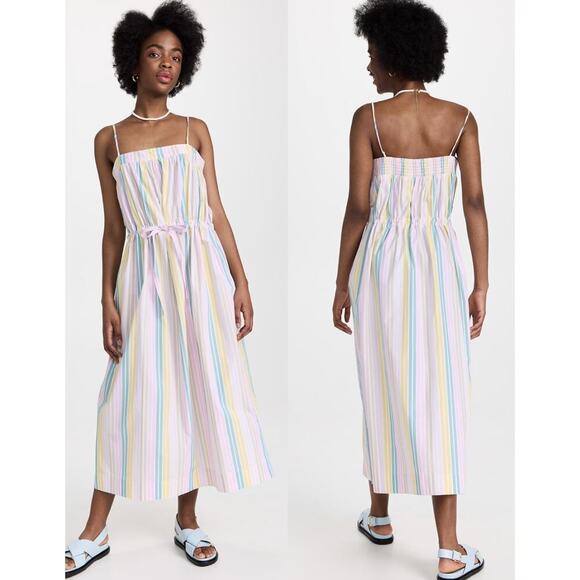 Ganni Dresses & Skirts - GANNI Stripe Cotton Maxi Strap Dress  Size US 6 New
